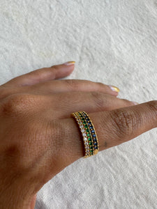 ANILLO PENSIL BAÑO DE ORO CON CIRCONES AZUL