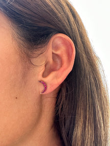 TOPOS LUNA, PLATA CIRCONES ROJOS